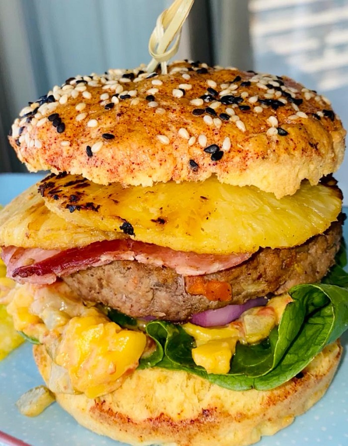 Big Burger con Pan de Hamburguesa con Goma Xantana